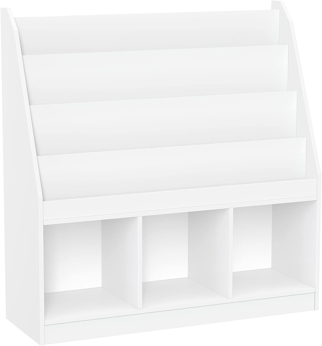 RiverRidge Kids 4 shelves Three Cubbies Bookrack, White (02-251), 11.81'D x 35'W x 36'H