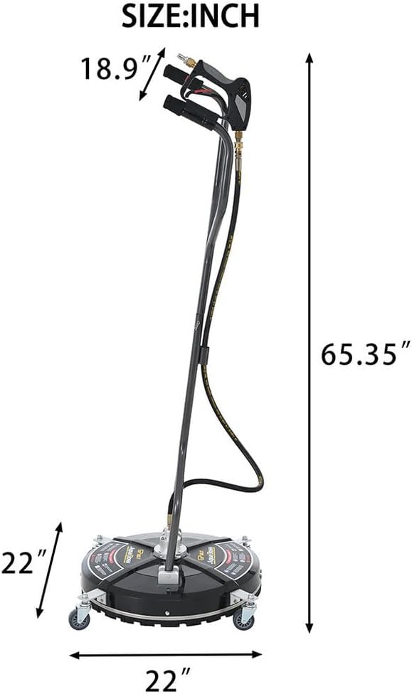 22' Pressure Washer Surface Cleaner – Stainless Steel Power Washer Attachment with Dual Rotating Jets, 3/8' Quick Connect, 4500 PSI Max, Industrial Driveway Cleaner for Concrete, Patio, Sidewalk, Deck