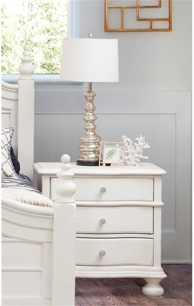 American Woodcrafters Rodanthe Dove White Three-Drawer Wood Nightstand