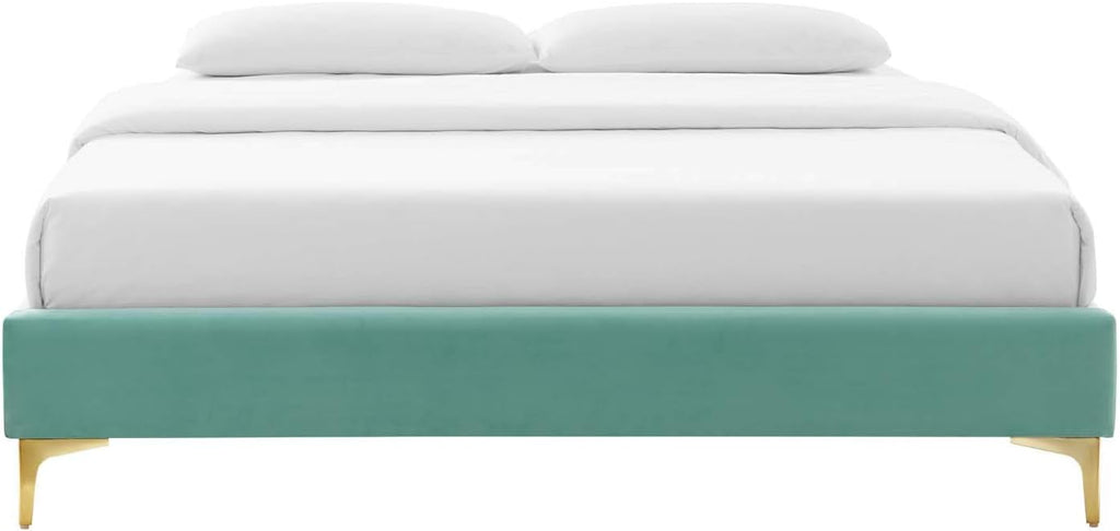 Modway MOD-6307-MIN Sutton King Performance Velvet Bed Frame, Mint