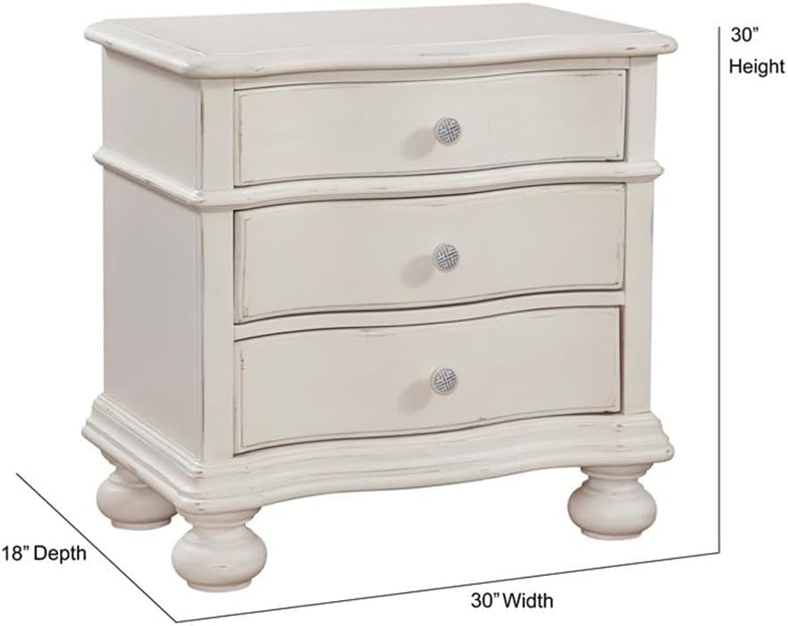 American Woodcrafters Rodanthe Dove White Three-Drawer Wood Nightstand