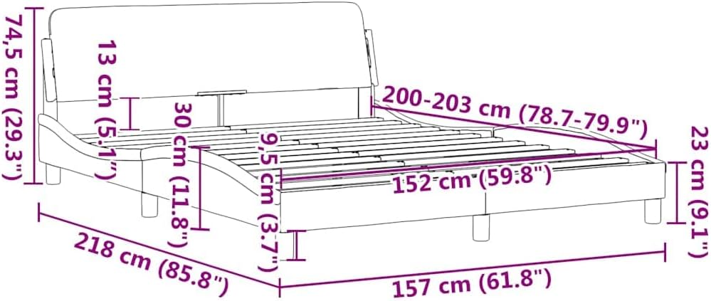 Queen Size Bed Frame with Faux Leather Upholstery and Solid Pine Wood Legs, Modern Platform Bed with Sturdy Metal and Plywood Construction, 61.8' Wide 85.8' Long for Spacious