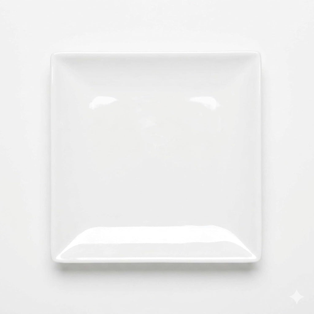 TrueCraftware- 7-1/4' x 7-1/4' Square Plate Classic White Dinnerware Melamine Set of 12- Dishwasher Safe Reusable Dinner Plates Durable Lightweight Dinnerware for Dinner Dishes