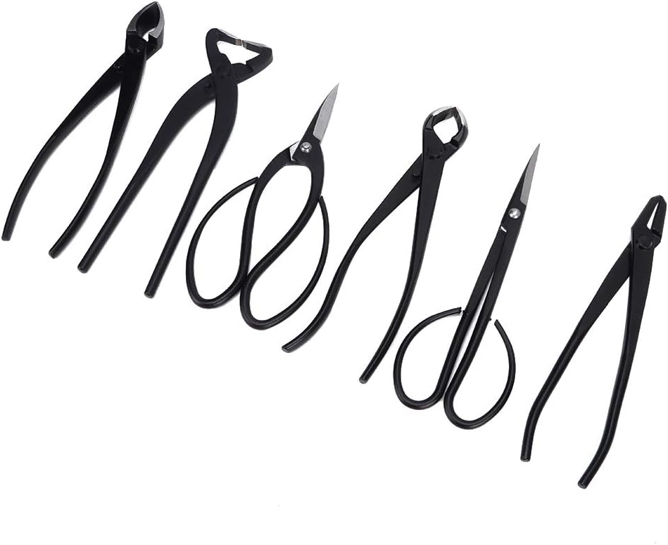 Bonsai Cutting Tools Set, 6Pcs Steel Scissors and Pliers Durable Portable Plant Tree Scissors with a Storage Bag for Gardening Enthusiast