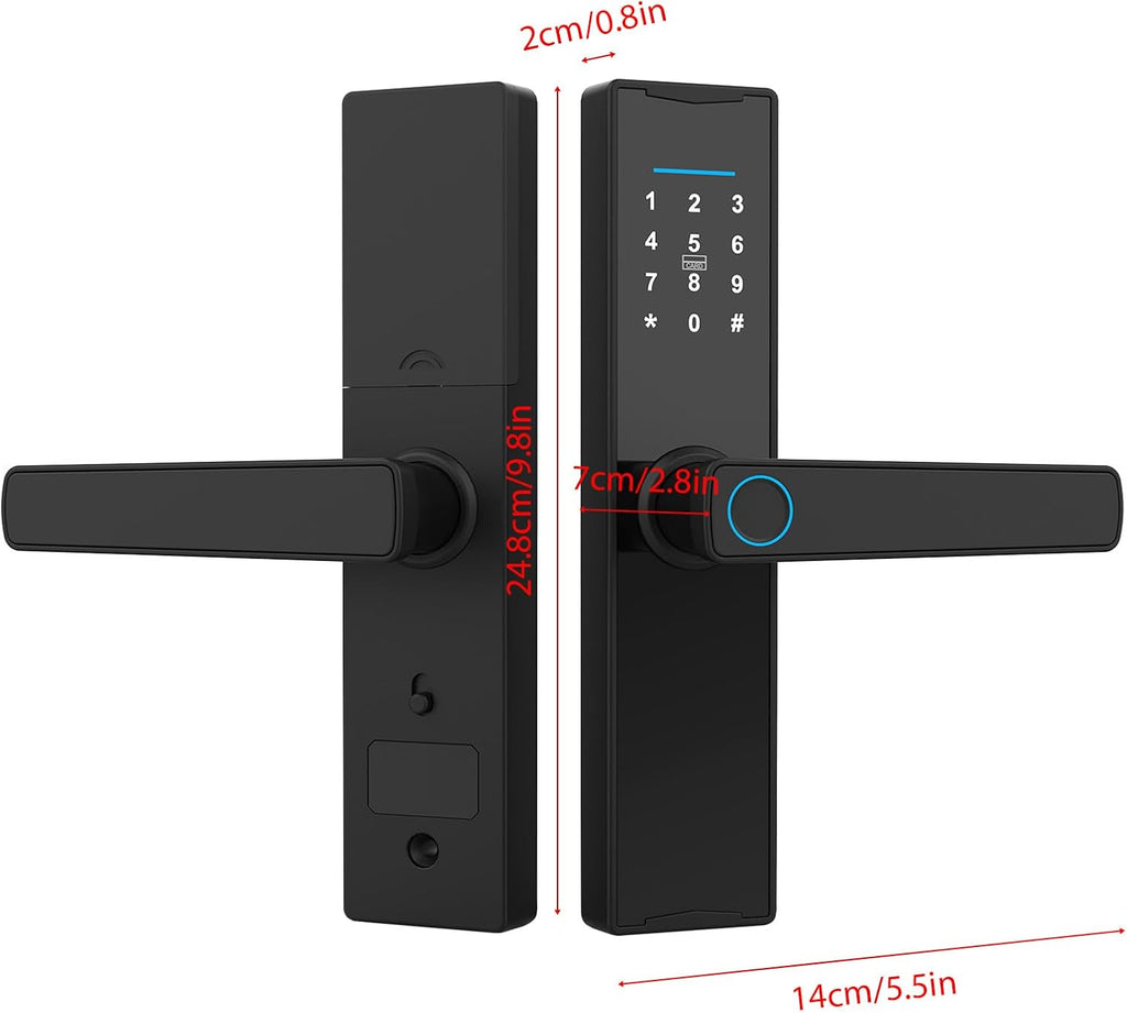 Tuya Smart Lock - Fingerprint & Keypad Door Lock with Handle - Electronic Deadbolt - Compatible with Tuya APP