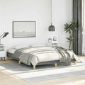 Full Upholstered Bed Frame Dark Gray Polyester Fabric with Engineered Wood, Modern Headboard-Free Design for Bedroom, 4-Piece Set with Plywood Support, Easy Assembly