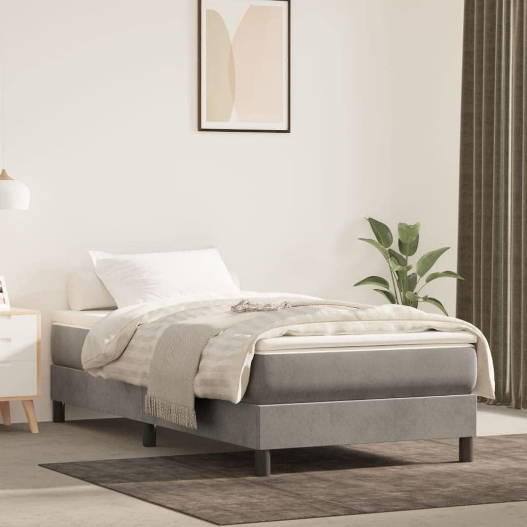 Light Gray Velvet Twin XL Bed Frame with Sturdy Construction and Modern Minimalist Style for Bedroom Decor