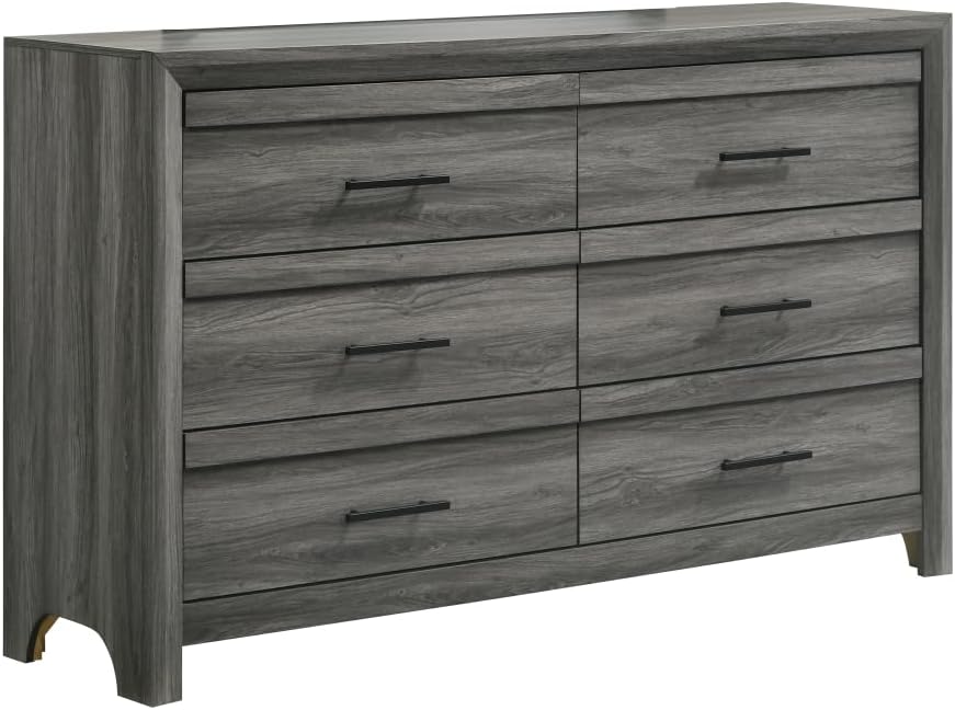 Denver Modern Style 4 Pc Full Bedroom Set - Gray Wood Contemporary 4-Piece Bedroom Furniture Set