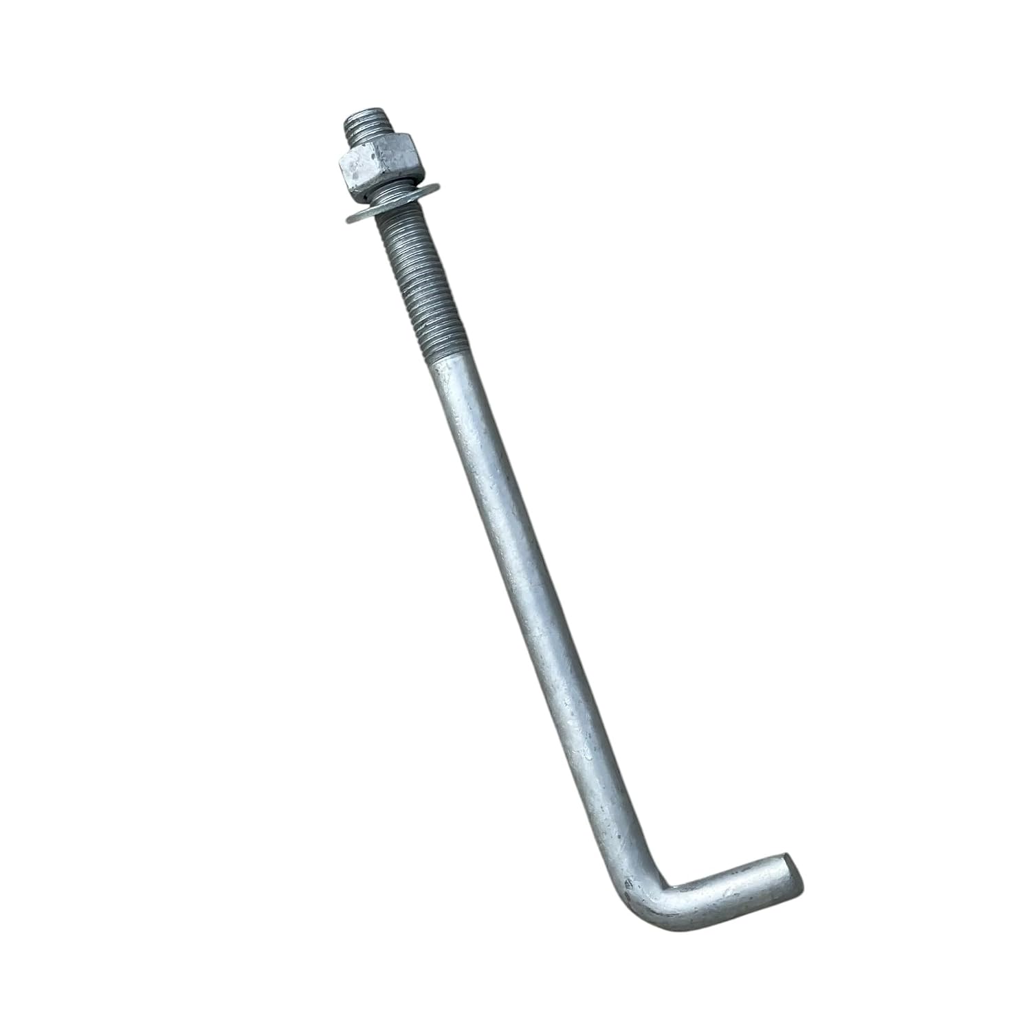 Sandbaggy 3/4' x 10' Threaded Concrete Anchor L-Bolts (Nuts & Washers Included) - Hot Dipped Galvanized - Sill Plate, Base Plate, Masonry, Wood, Cement Anchors, J Bolt (50, 3/4' x 10')