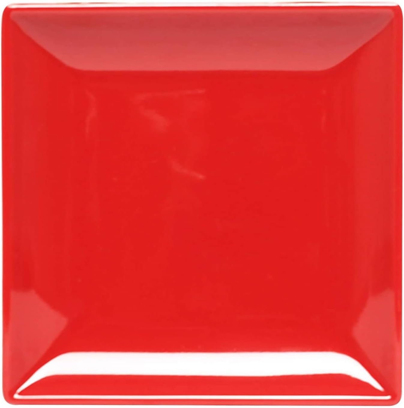 TrueCraftware- 7-1/4' x 7-1/4' Square Plate Classic Pure Red Dinnerware Melamine Set of 12- Dishwasher Safe Reusable Dinner Plates Durable Lightweight Dinnerware for Dinner Dishes