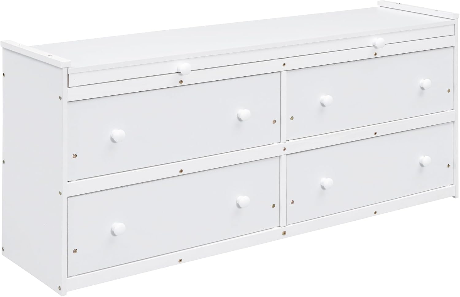 JIVOIT Twin Size Low Loft Bed with Retractable Writing Desk, Storage Bed with 4 Drawers and Shelves, Wooden Loft Bed with Lateral Portable Desk for Kids Teens Adults Bedroom (White,Twin,9)