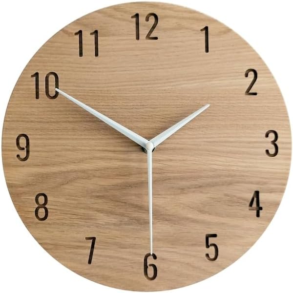 Modern Clock, Natural Oak Wood Clock, Wooden, Wall Clock, Minimalist Clock, Silent Clock Handmade Home and Office Decor Clock (30 Inch)