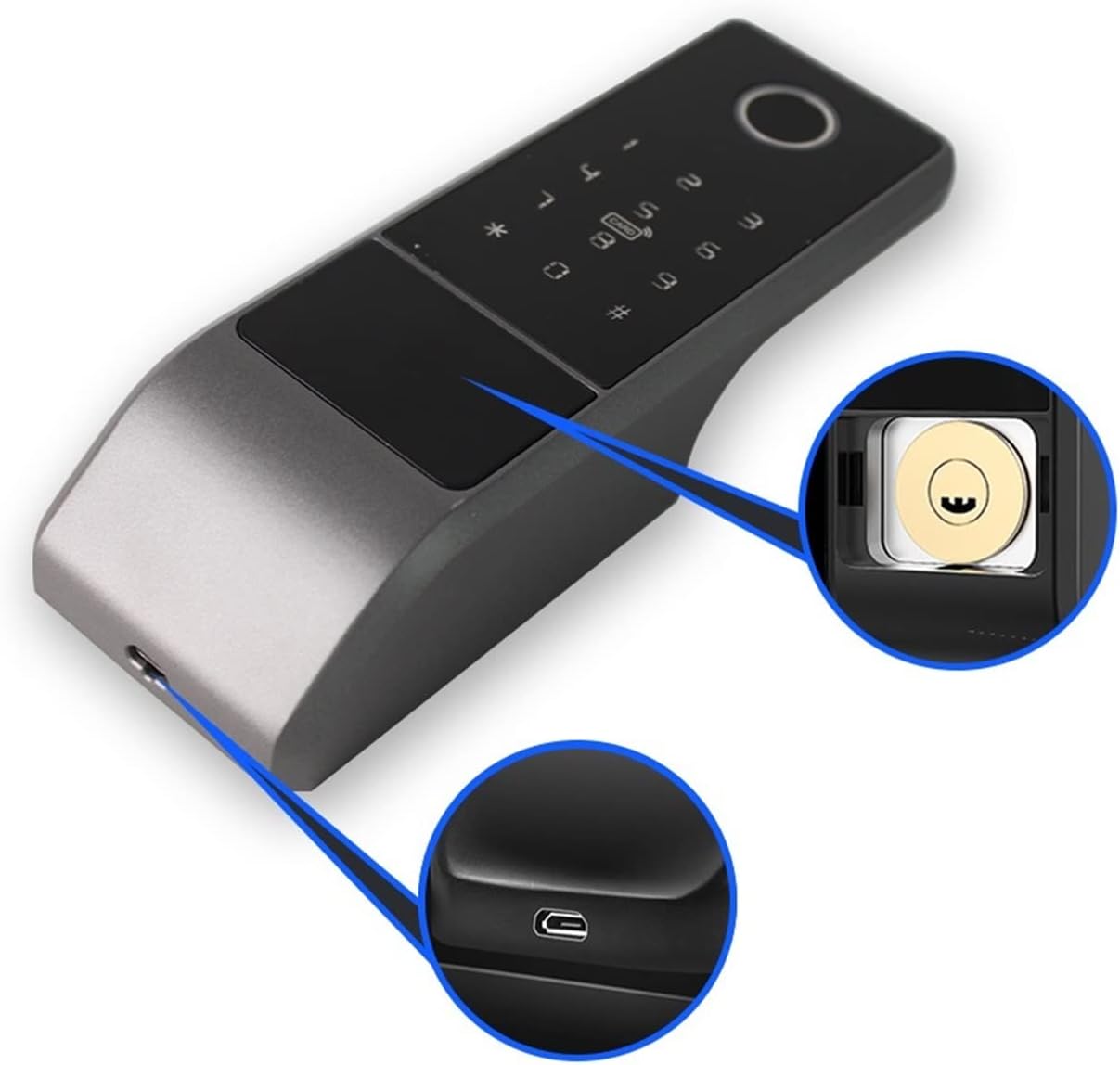 Smart Lock Smart Life WiFi Application Electric Smart Fingerprint Rim Door Lock, Compatible with Outdoor Gate Front Door. (All)