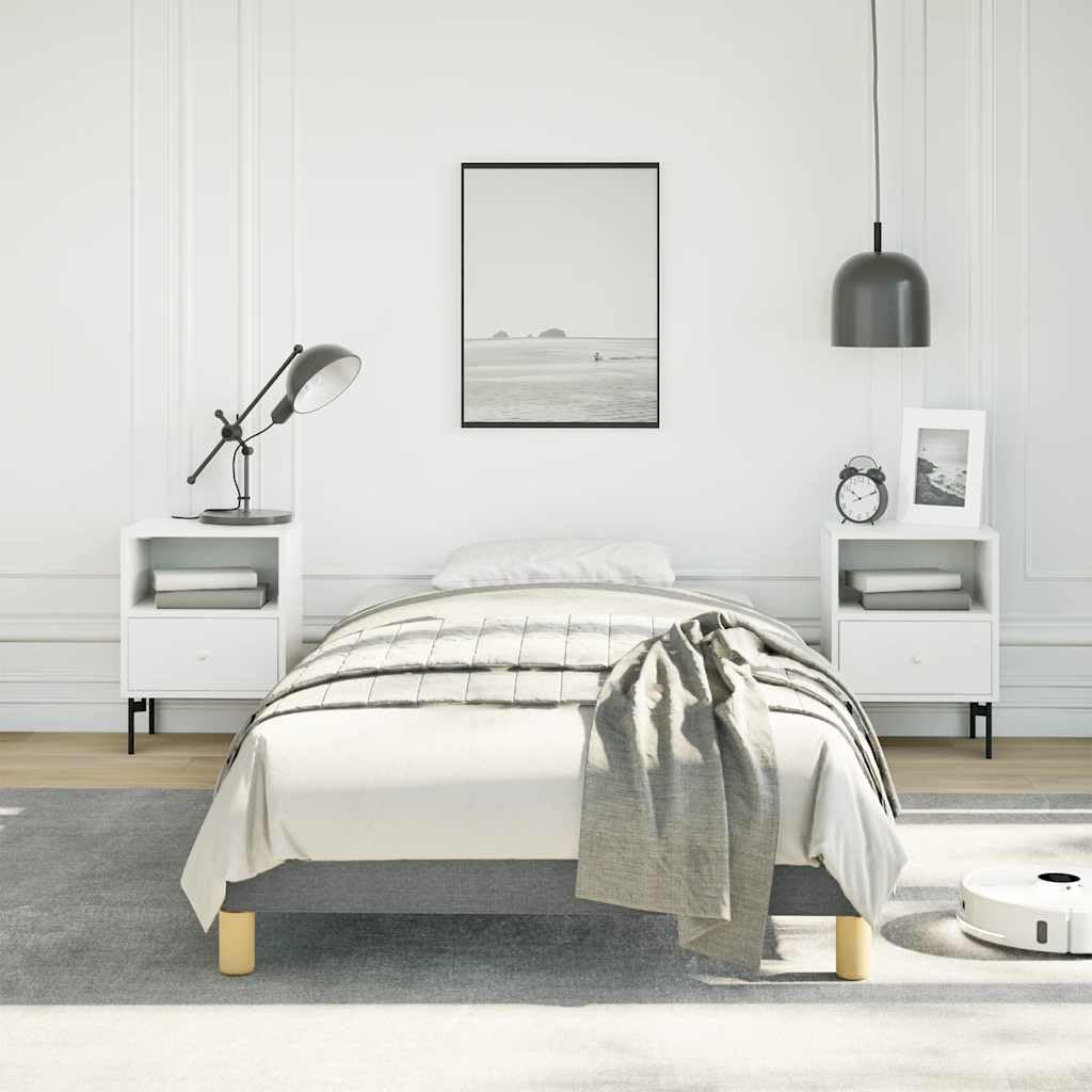 Twin XL Fabric Bed Frame with Dark Grey Polyester Upholstery, Engineered Wood and Plywood Construction for Modern Bedrooms, Durable Support and Sleek Design