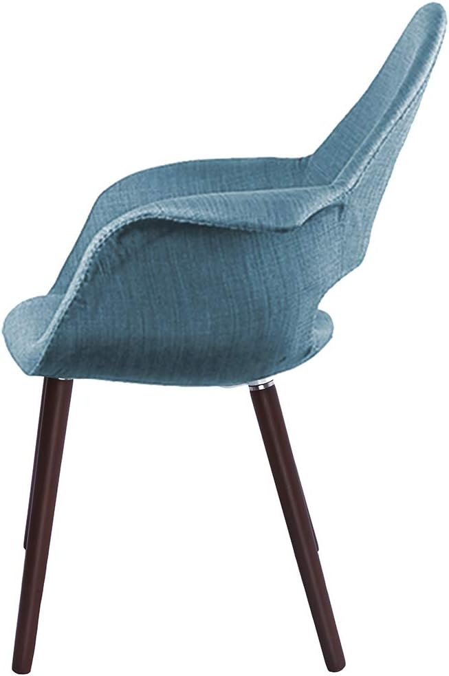 2xhome Organic Upholstered Mid Century Modern Dining Arm Chair with Natural Dark Wood Legs
