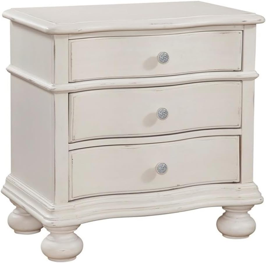 American Woodcrafters Rodanthe Dove White Three-Drawer Wood Nightstand