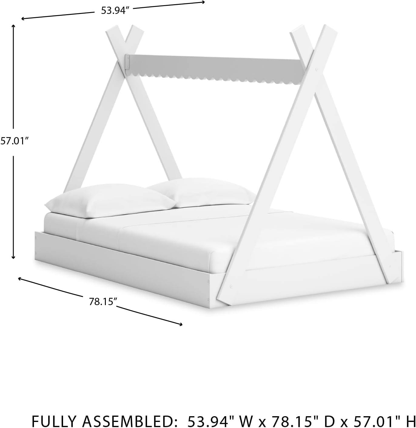 Signature Design by Ashley Hallityn Casual Youth/Toddler Floor Full Tent Bed, No Box Spring Needed, White