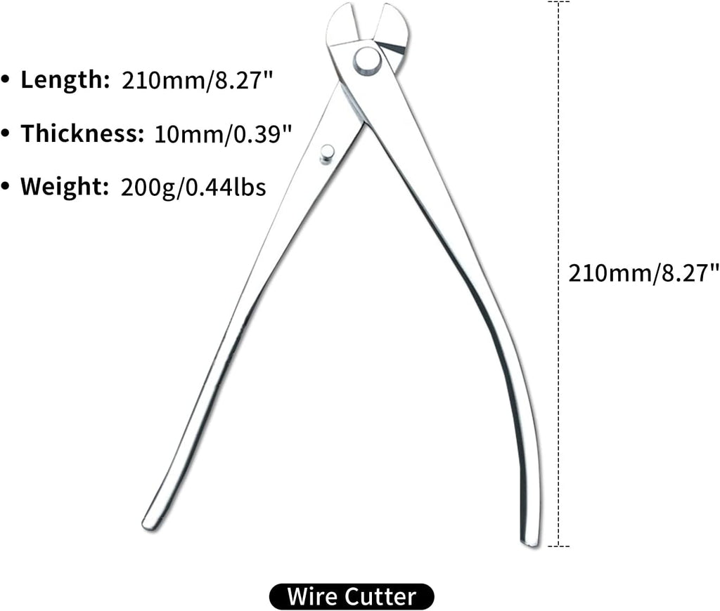 YUEWO Bonsai Tool Kit 6 Pcs 8' Master's Grade for Bonsai Tree with Wire Cutter, Trunk Splitter, Jin Pliers, Knob Cutter Concave, Round Edge Branch Cutter, Jin Pliers Wire Pliers
