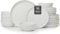 FOBENTA 18-Piece Fog White Ceramic Plates and Bowls Set,Minimalist Dinnerware Sets for 6 – Artful Dish Set for Serene Dining & Everyday Aesthetic