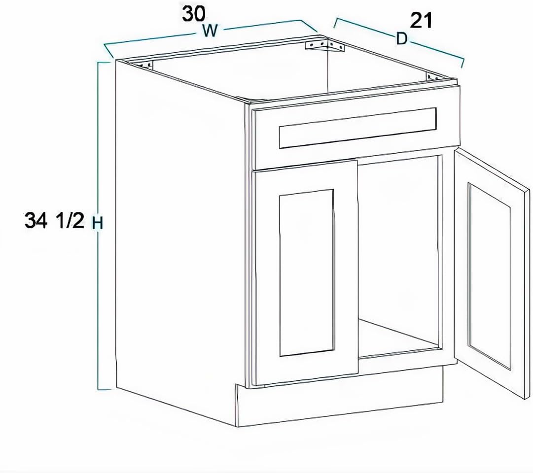 30' Espresso Shaker Bathroom Vanity Base – Ready-to-Assemble Sink Cabinet, Freestanding Bathroom Vanity Base Only, No Top or Sink