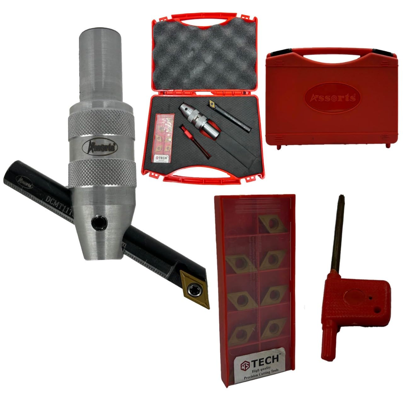 Fly Cutter with 3/4' (19.05 mm) Straight Shank & Indexable Boring Bar – Includes 10 PCS DCMT 11T304 Inserts & Plastic Case | Ideal for Facing & Boring | Watch Video for Details