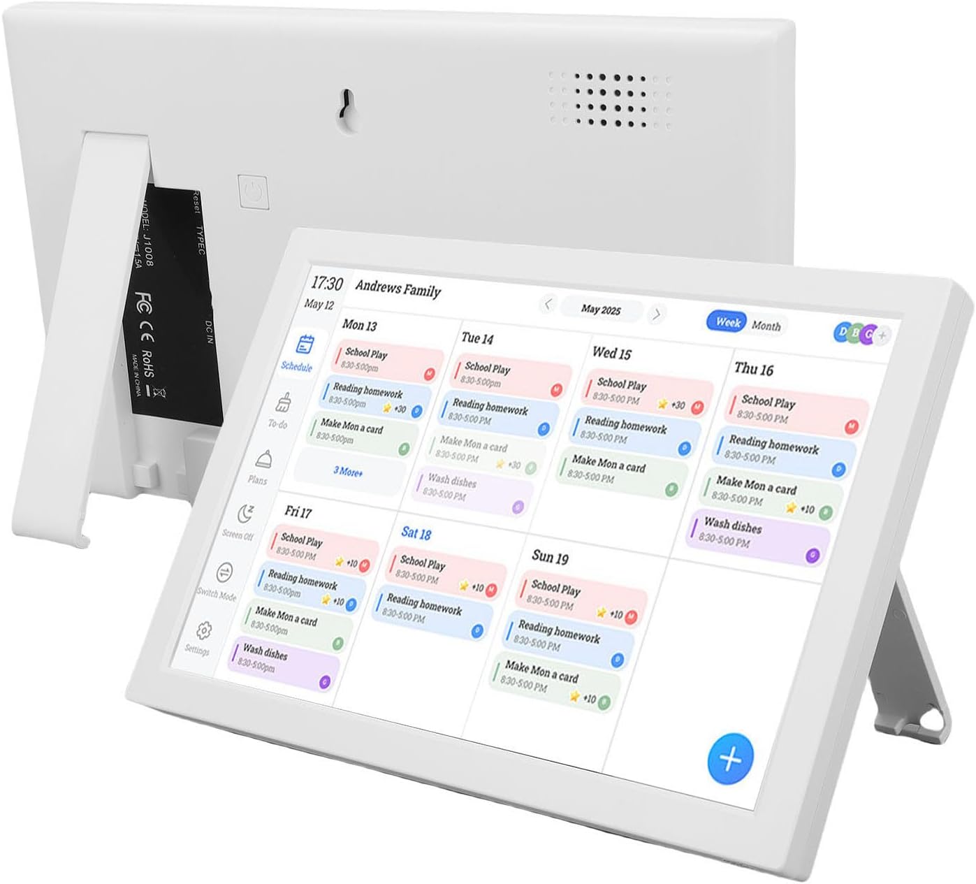 Yunseity 10.1 Inch Smart Digital Calendar, HD Touchscreen Interactive Display WiFi Wall Planner Desk Family Organizer with Chore Chart for Family and Office Schedules