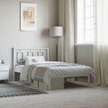 White Powder-Coated Steel Twin Bed Frame with Rectangular Design and Spacious Storage Area, Modern Sleek Bedroom Furniture for Durable Support and Easy Maintenance