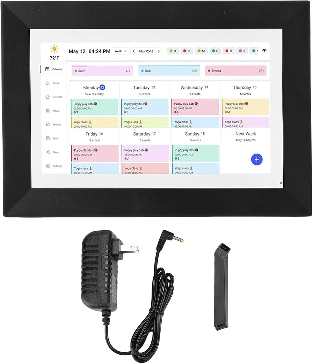 GOWENIC WiFi Smart Digital Calendar, 10.1 Inch Touchscreen, 32GB of Digital Photo Storage, Interactive Chore Chart, Meal Planner, Smart Home Planner (US Plug)