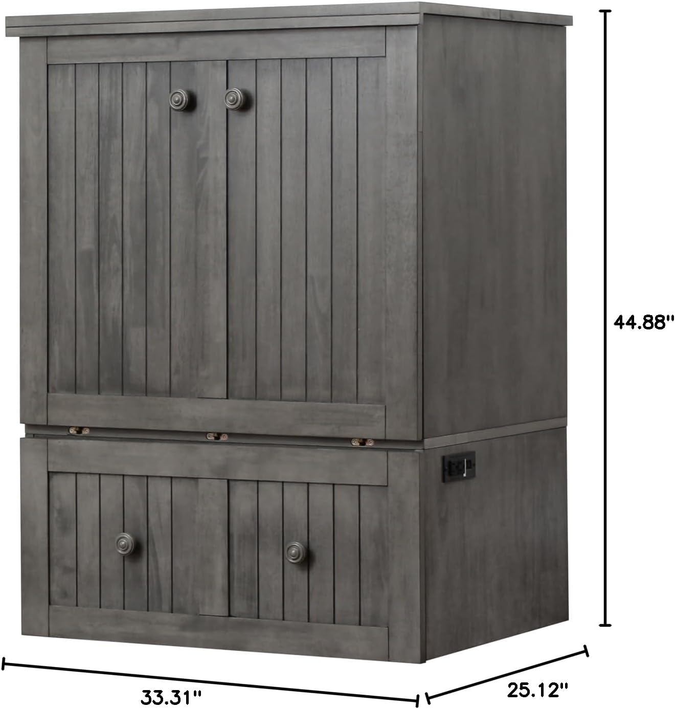 Mega Solutions Murphybedz Tuscany Murphy Cabinet Chest Bed with Charging Station 6 Inch (Galaxy Grey, Single)