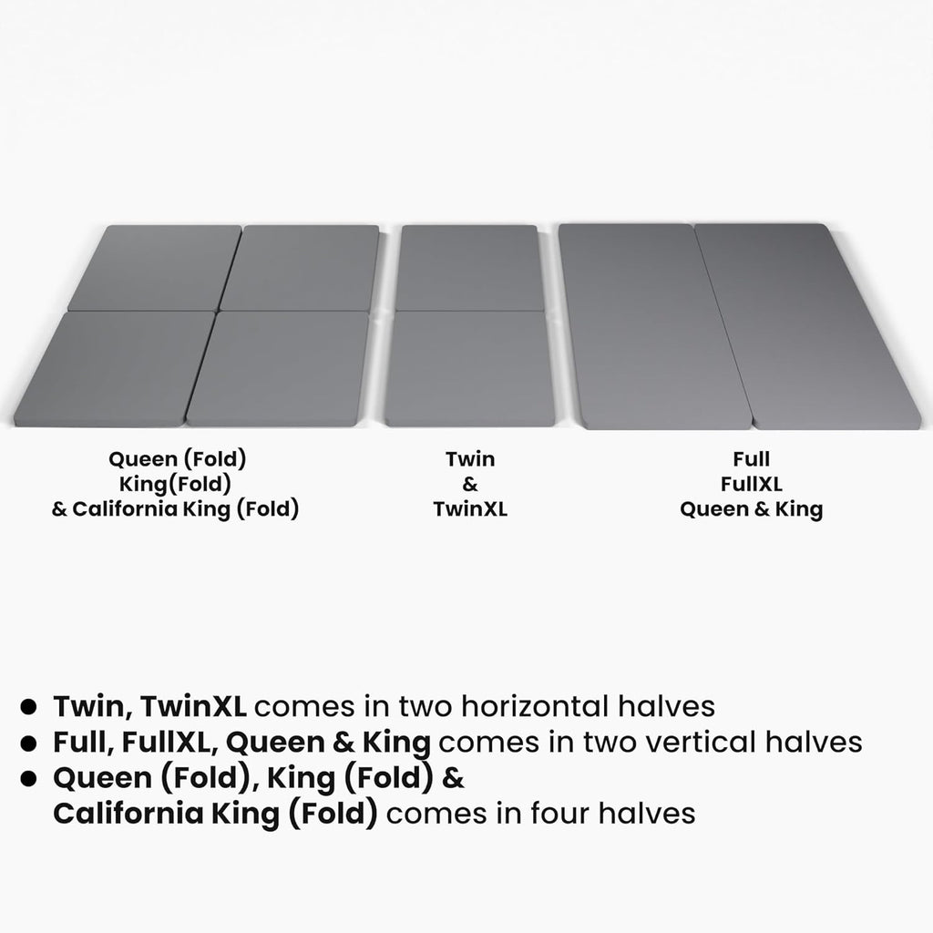 1.5' Split Wood Bunkie Board Full(Fold) Size, Bunkieboard for Bed Support - Fully Assembled, Low Profile Support, Slats Design for Ventilation, Box Spring Alternative