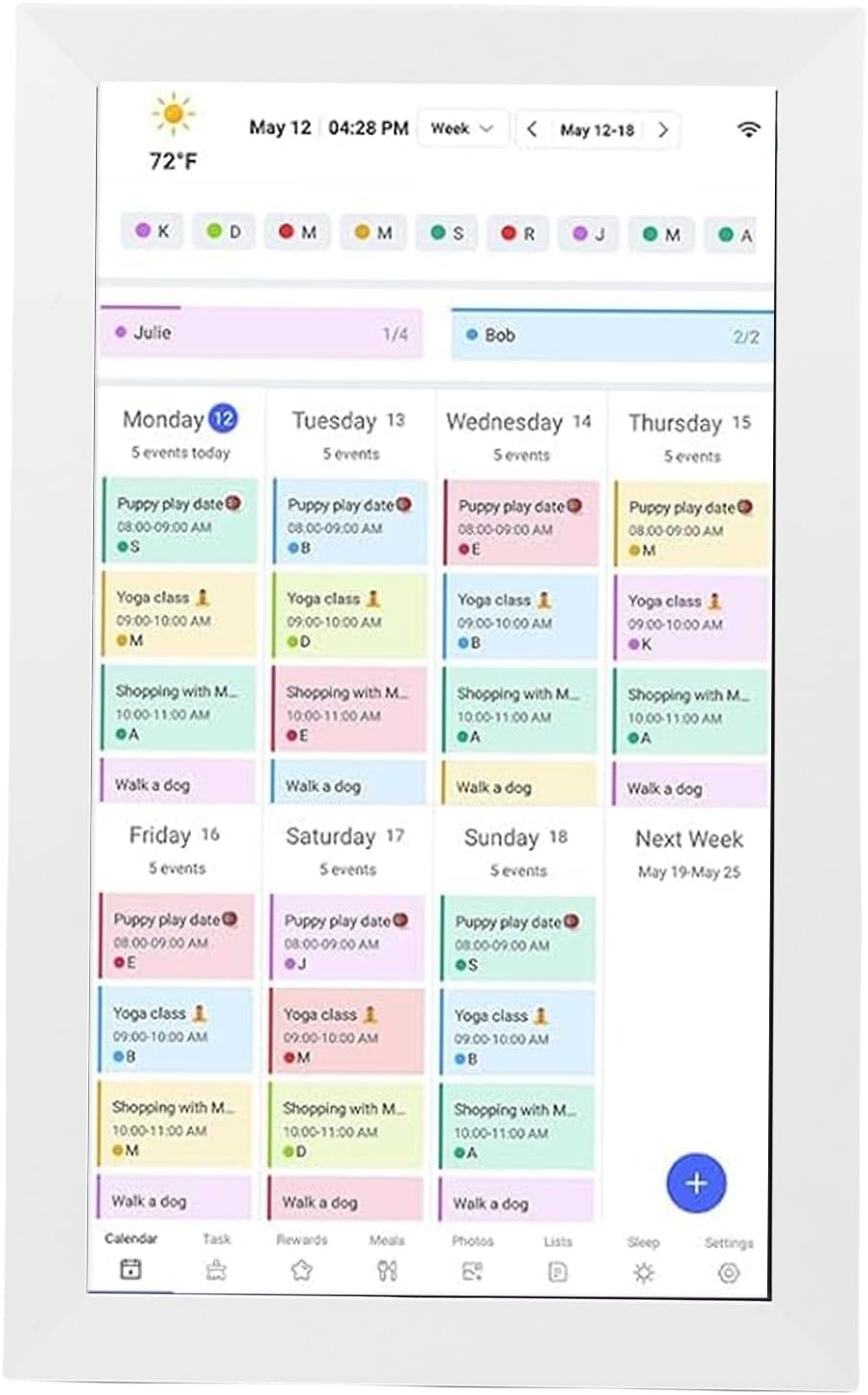 PUSOKEI Smart Digital Calendar, 15.6 Inch Touchscreen WiFi Family Calendar with Two Way Sync and APP,Wall Planner for Family Scheduling and Digital Photo Frame (US Plug)