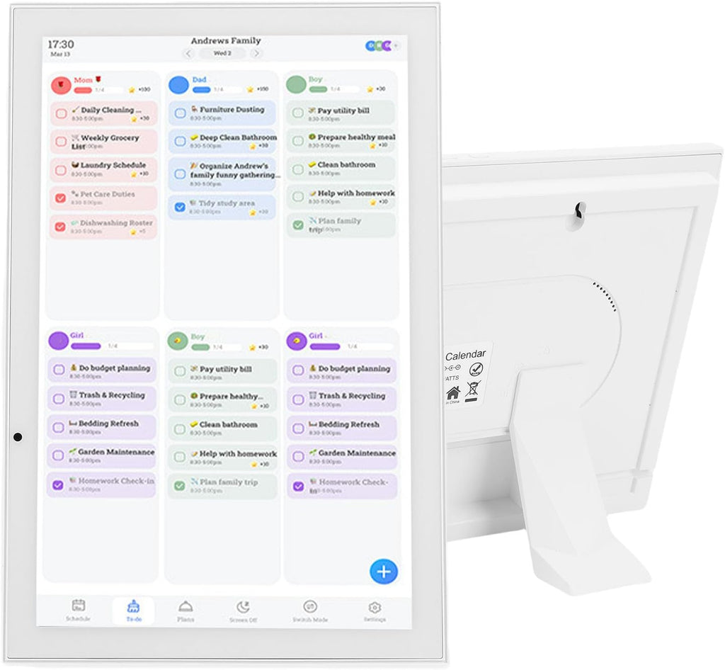 Zunate 10.1 Inch Smart Digital Calendar with HD Touchscreen, Smart Family Planner and Chore Chart, Electronic Photo Frame with WiFi Sync, Desktop Wall Mount (1)