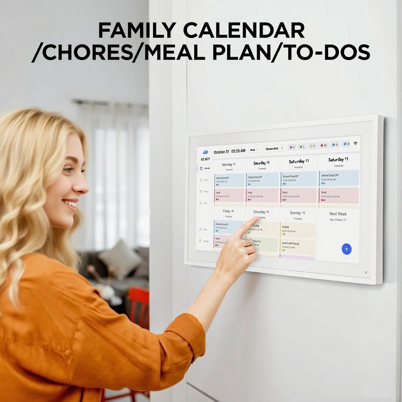 Smart Digital Calendar Wall Touch Screen 15.6'' - FHD Electronic Wall Calendar with Chore Chart, Family Schedule Planner & Meal Tracker, Support Wall/Desk Installation (15.6 inches)