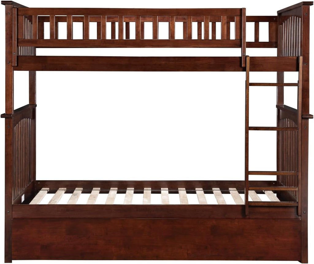 AFI, Columbia Ladder Bunk Bed Twin Over Twin with Twin Trundle, Walnut