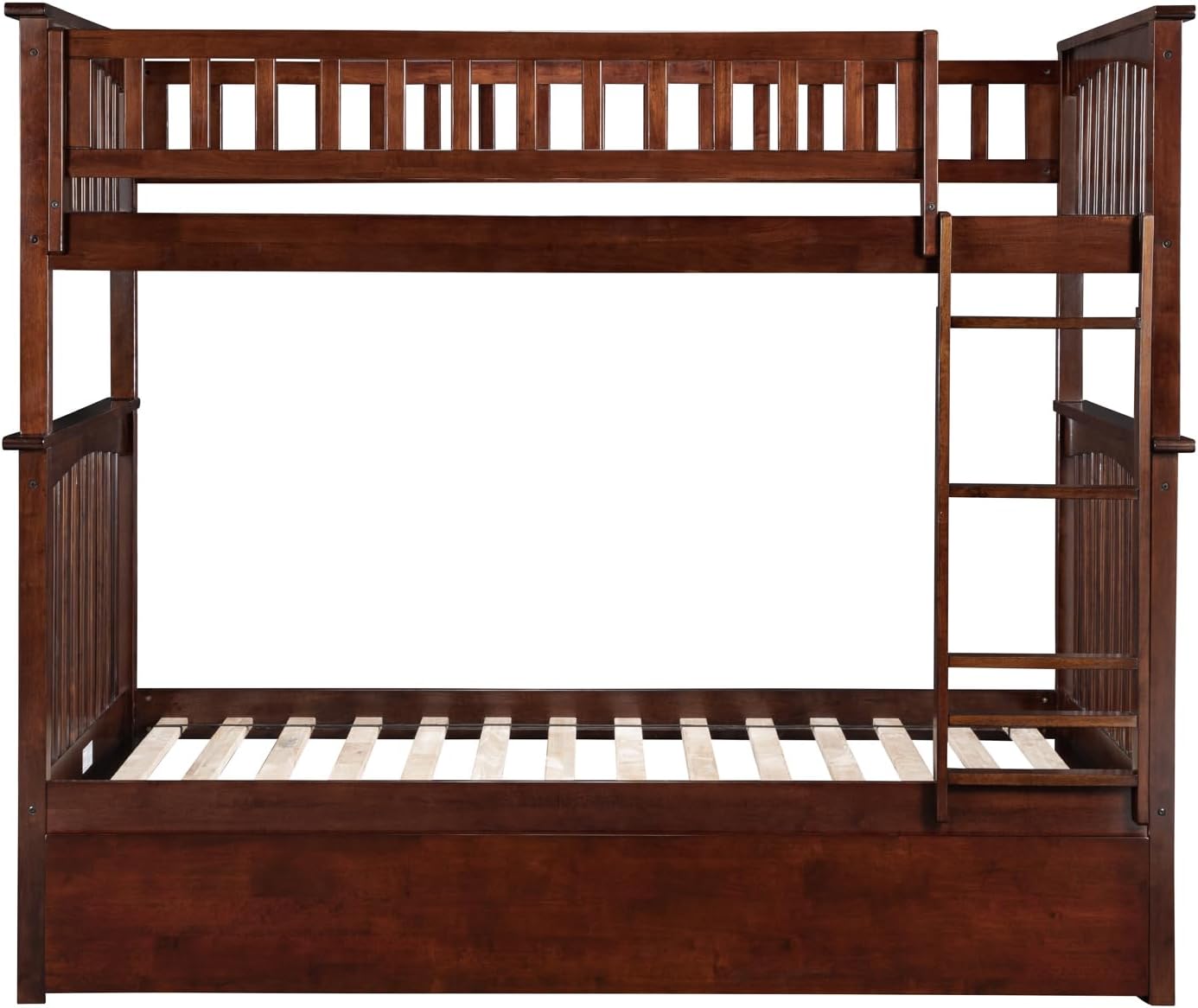 AFI, Columbia Ladder Bunk Bed Twin Over Twin with Twin Trundle, Walnut