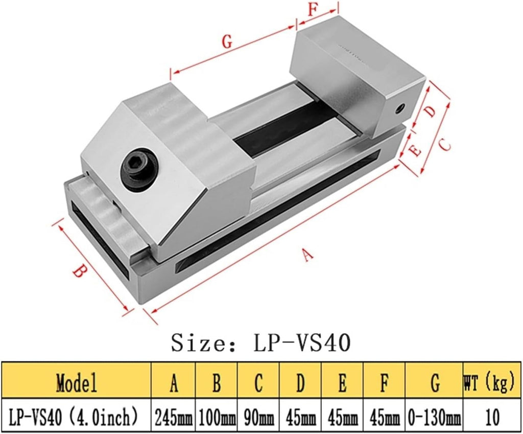 4.0 Inch Fast Moving Vise Machine Vise, Premium Precision Grinding Vise, Hardened Surfaces