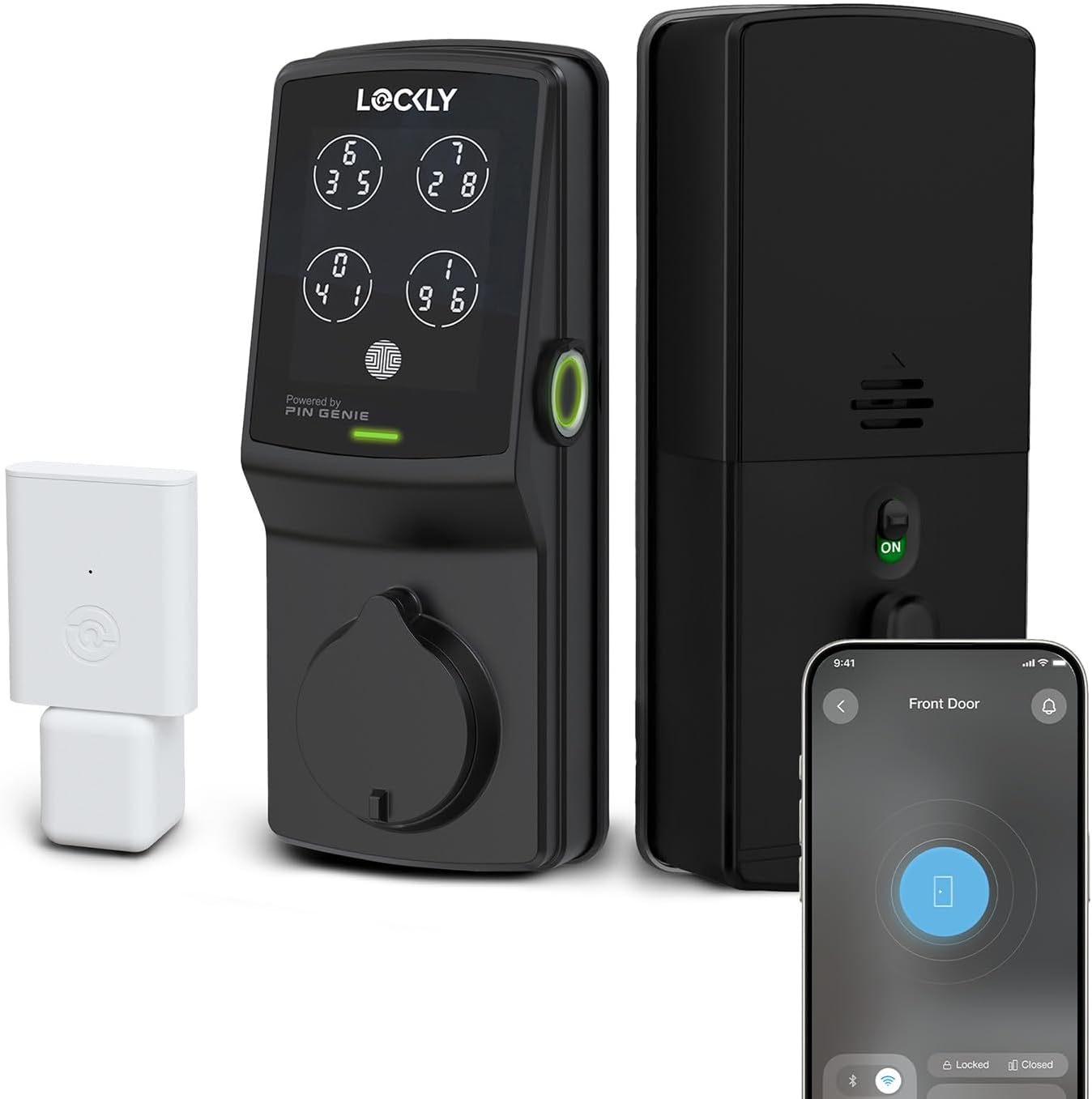 Lockly Secure Pro Smart Deadbolt Lock — Fingerprint Keyless Entry, PIN Genie® Patented Keypad, up to 99 Fingerprints, up to 33 Access Codes, Wi-Fi Hub Included, ANSI Grade 1, Alexa & Google Compatible