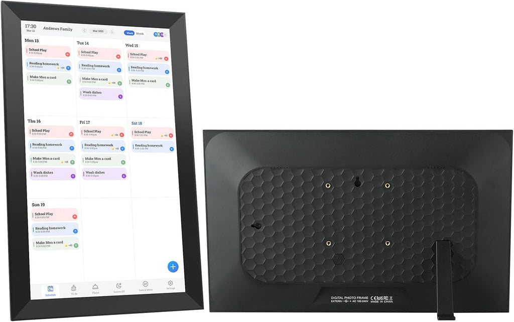 15.6in Smart Digital Calendar, 1080P Touchscreen Family Planner with WiFi APP Control, for Home Office Kitchen Wall Desk (US Plug)