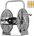 Stainless Steel Garden Hose Reel Cart for Watering Plants and Lawns, Portable Watering Car Wash Water Pipe Storage Rack, 131Ft of 1/2 Capacity