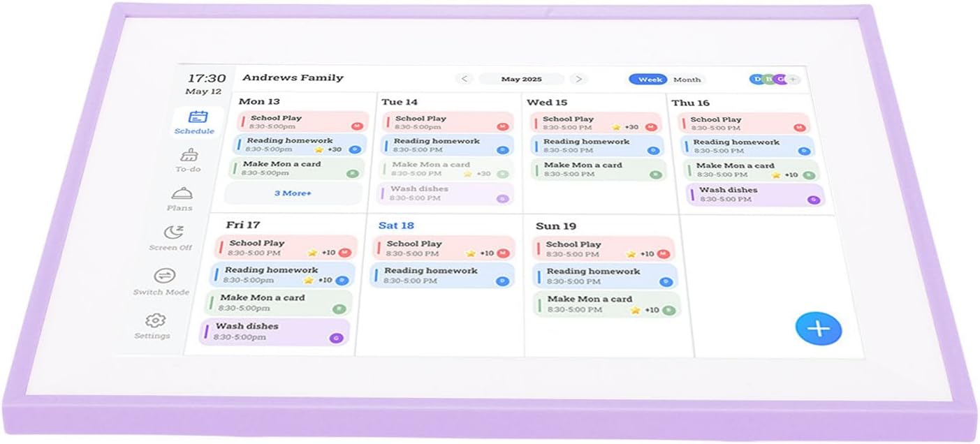 WALFRONT 10.1 Inch Digital Calendar with Smart Touch Screen WiFi Family Planner Chore Chart for Home Interactive Display for Routines Wall Desk Mountable