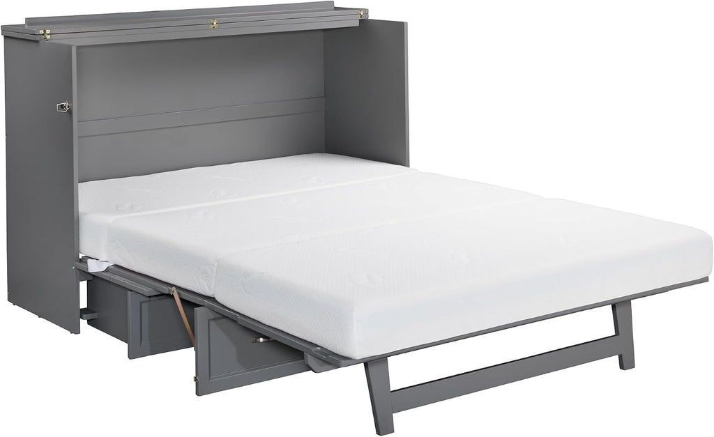 AFI Deerfield Murphy Bed Chest with Charging Station, Queen, Grey