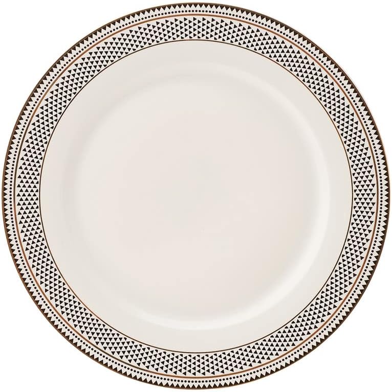 Karaca Globe 24-Piece Dinnerware Set for 6 People - Kitchen Dish Set for Salad, Soup, Pasta, Noodle & More - Modern Chic Porcelain Dishware Plate Set (White with Black Triangle Design)