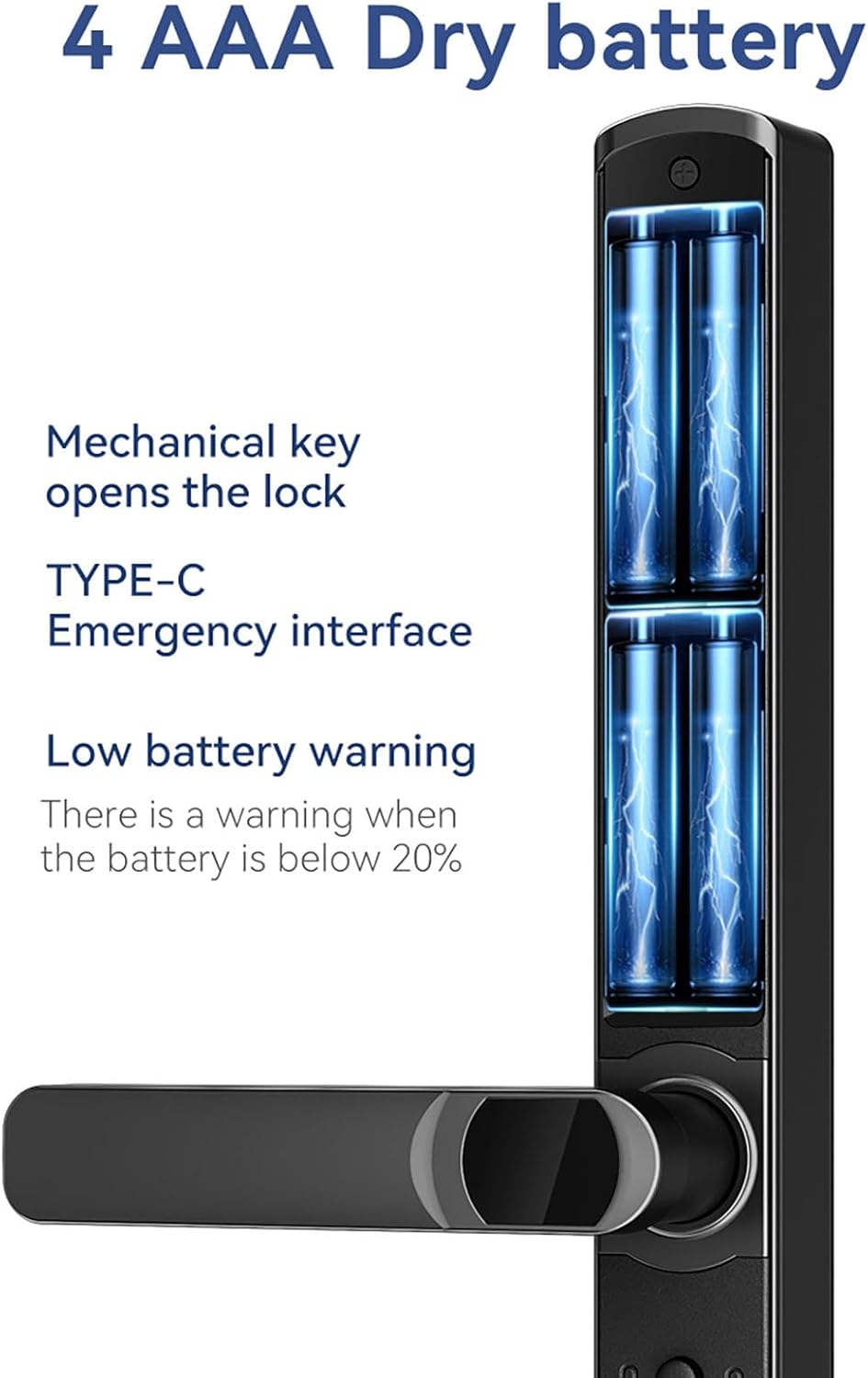 HIFAM Fingerprint Door Lock, TUYA APP Control Smart Lock Electronic Door Lock with Code Passcode Biometric Door Handle, IC Card Key Unlock