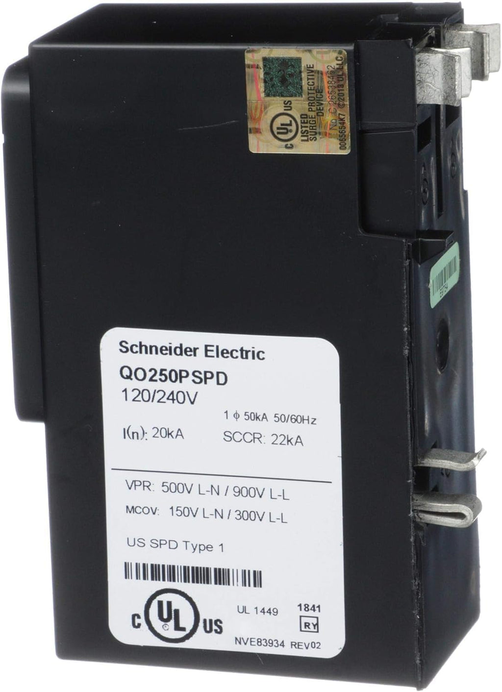 Square D - QO250PSPD QO Whole House Surge Protection Device, 50kA, 120/240V, 1-Phase, No Wiring, Plug-On Neutral