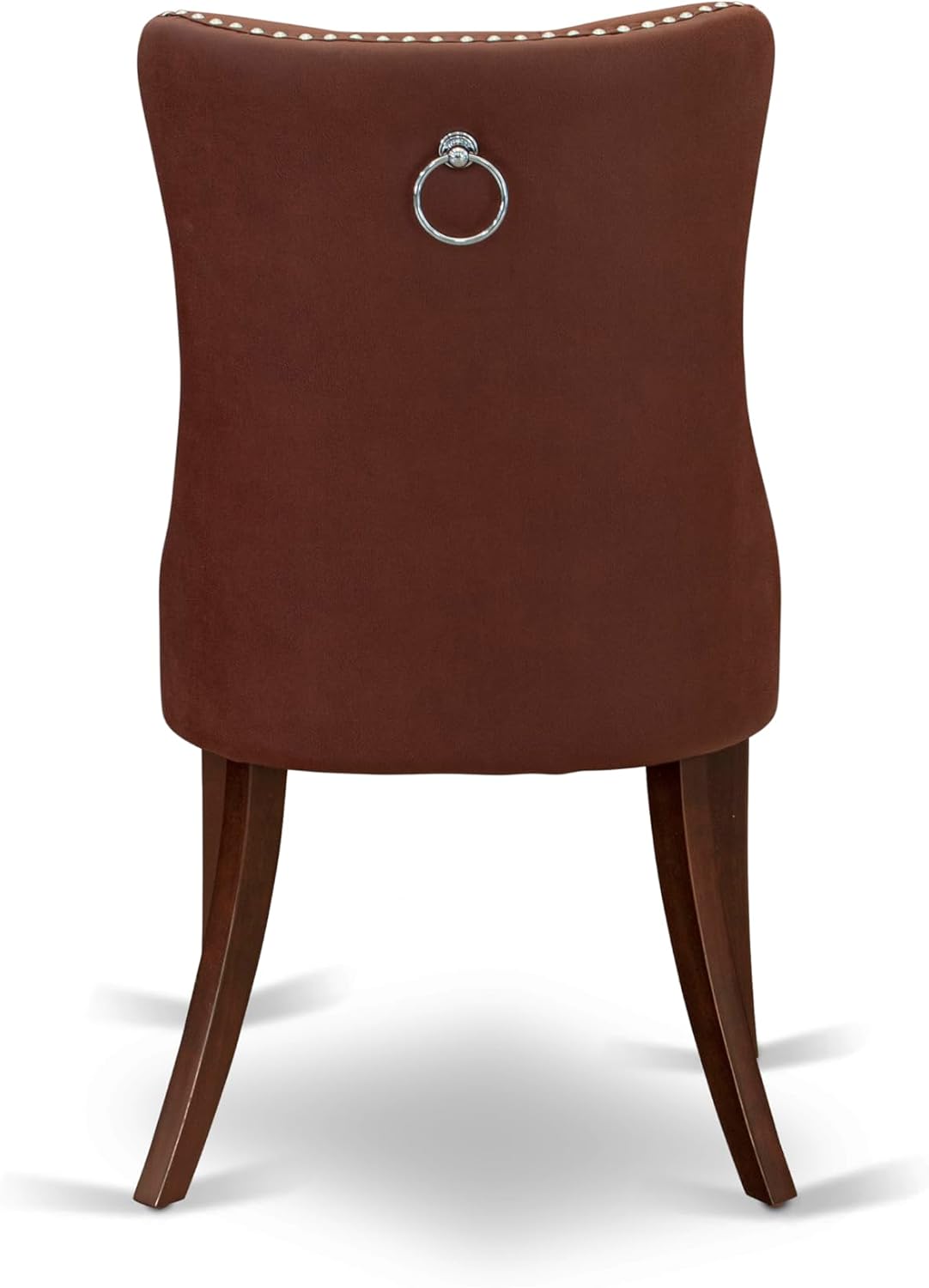 East West Furniture HLDA3-MAH-26 3 Piece Dinette Set Includes a Round Dining Table with Pedestal and 2 Polyester Fabric Upholstered Parson Chairs, 42x42 Inch, Mahogany