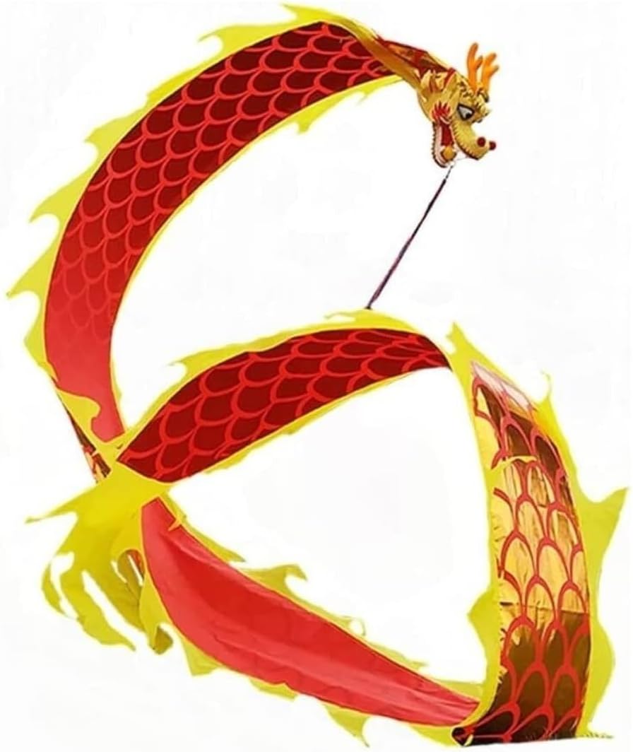 Chinese New Year Decorations Dance Lion Props Streamer Chinese New Year Silk Dragon Traditional Outdoor Dragon Fitness Ribbon Spring Festival Party Supplies(A,8m)