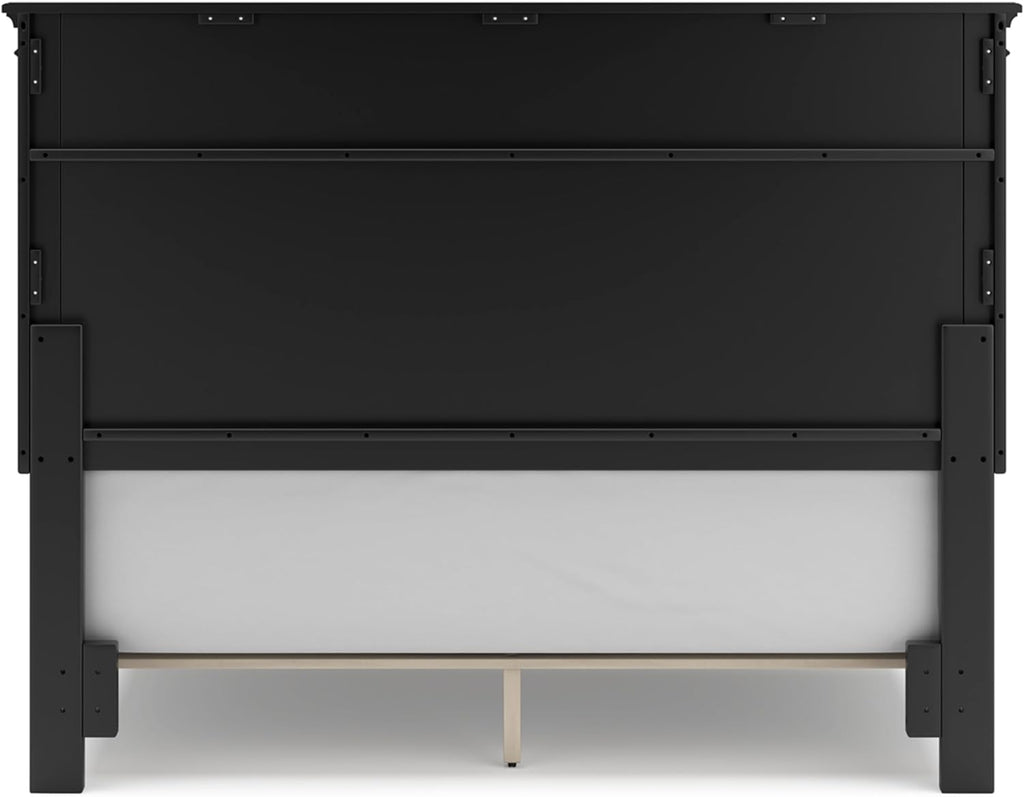 Signature Design by Ashley Lanolee Transitional Queen Panel Bed with Tapered Feet, Foundation or Box Spring Needed, Black