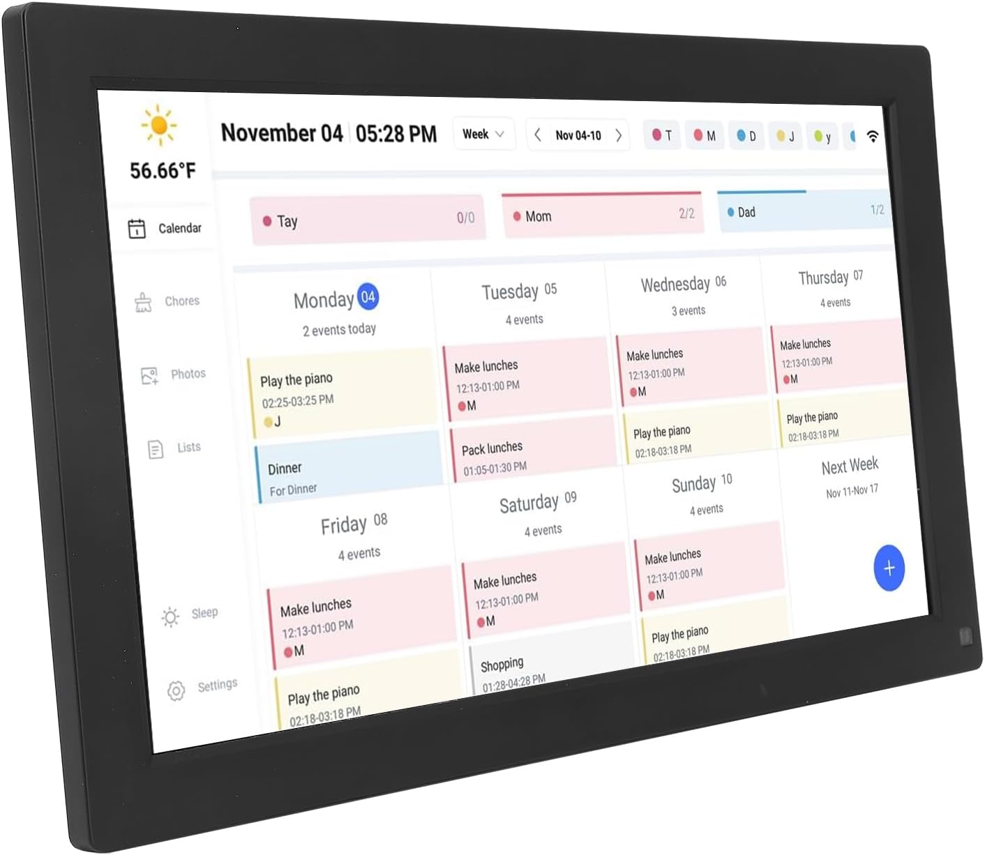GOWENIC 15.6 Inch Smart Digital Calendar, 1920×1080 Full HD Touchscreen Family Planner Calendar with Chore Chart to Do List Notepad for Scheduling (US Plug)