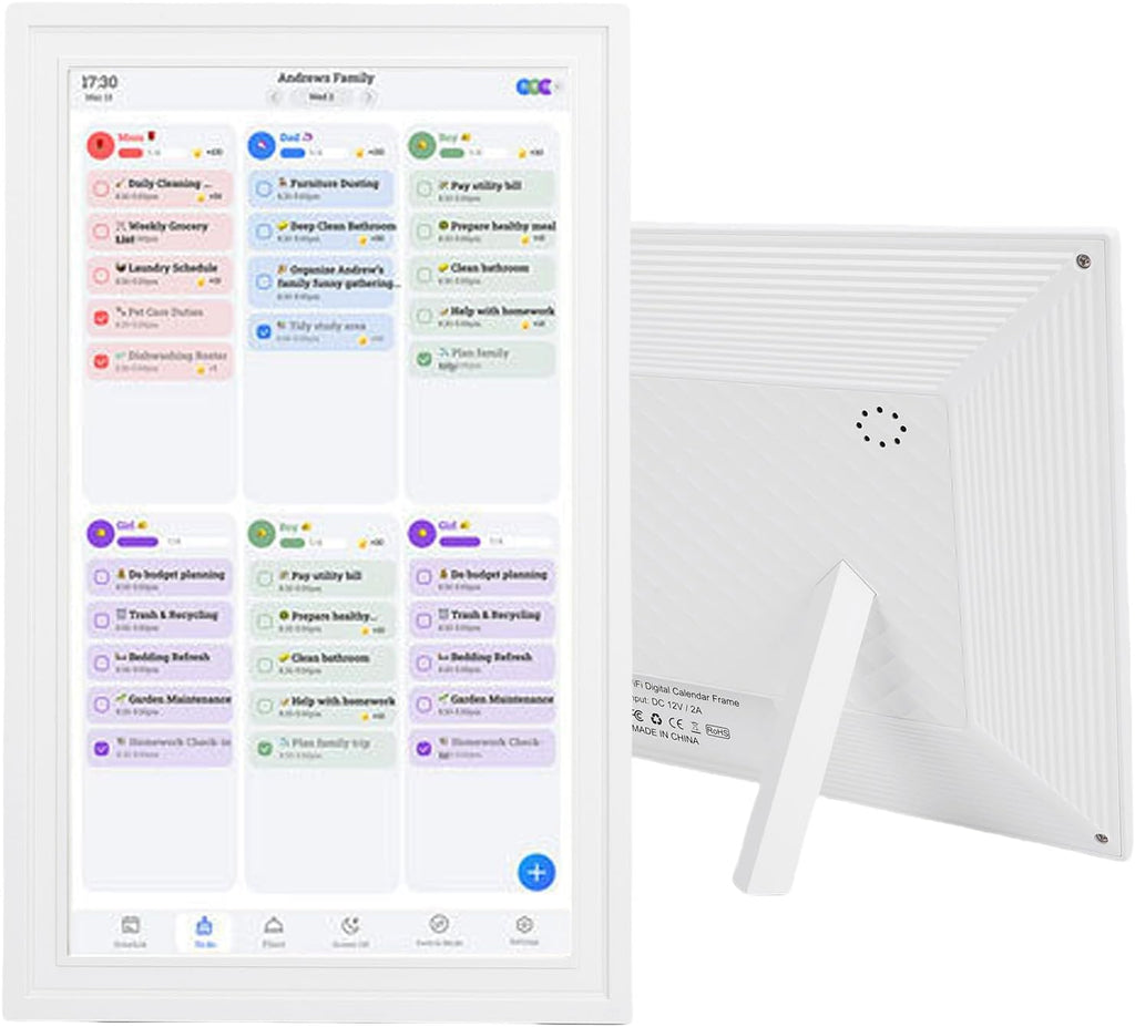 Dpofirs 15.6 inch Smart Digital Calendar Touchscreen, Wall Planner, Smart Family Schedules, Digital Picture Frame, for Seamless Scheduling (Pure White)