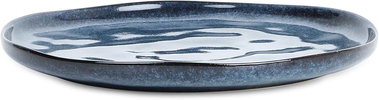 Stone Lain Mirella 4-Piece Dinner Plate Set Stoneware, Dishwasher and Microwave Safe, Blue